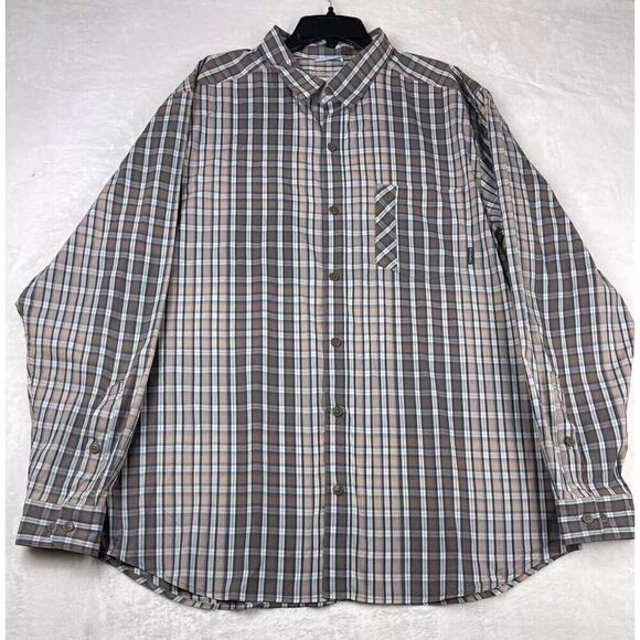 Columbia Omni-Wick Men's Button-Up Shirt XL Multicolor Cotton Plaid Long Sleeves - Picture 1 of 13